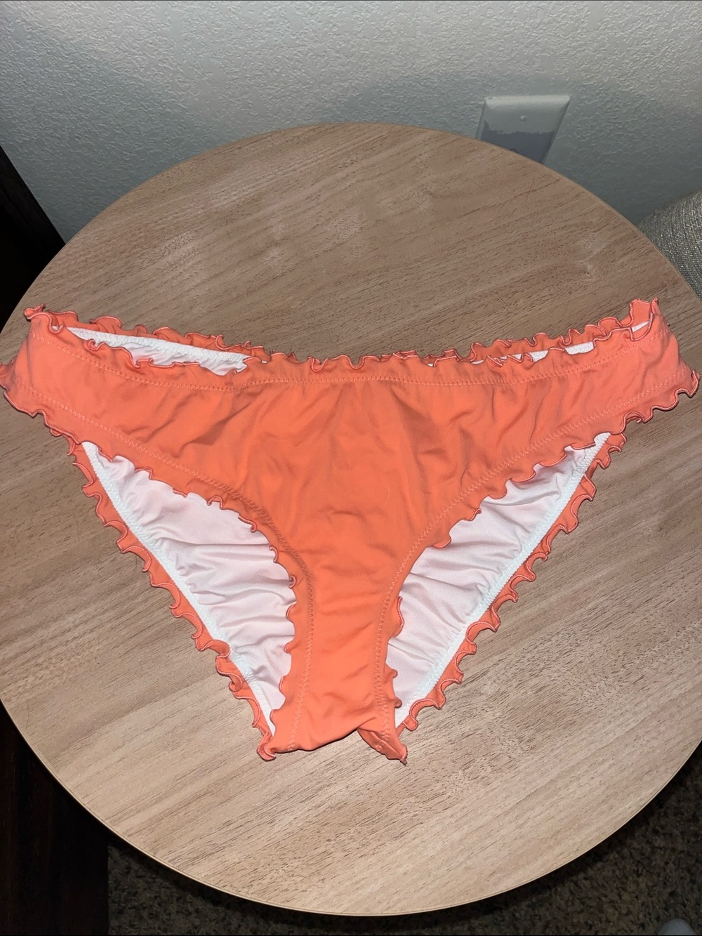 Shade & Shore Coral Orange Ruffle Bikini Bottom